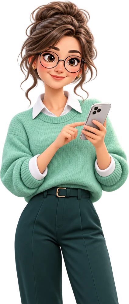 Lena schaut aufs Handy