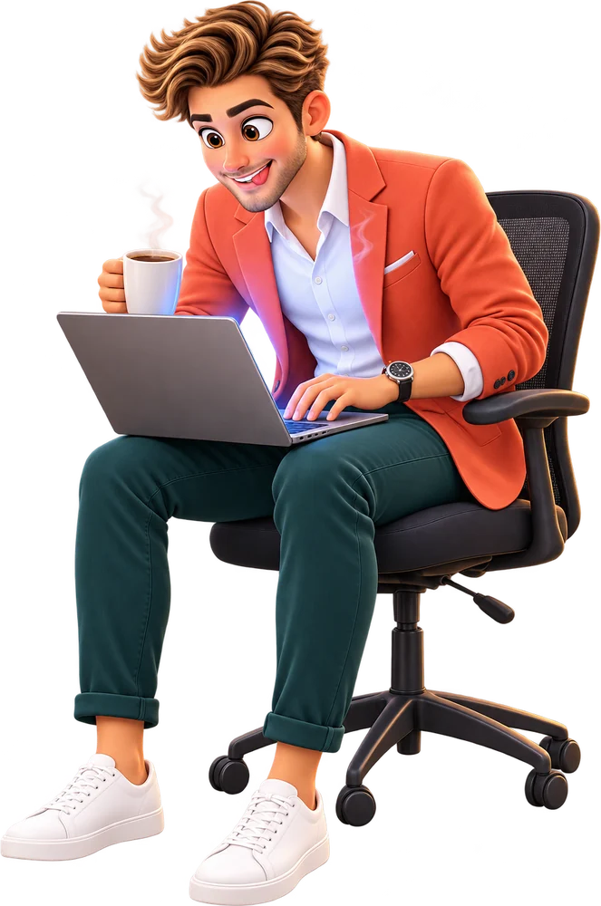 Tom aus dem Sales, spätabends am Laptop