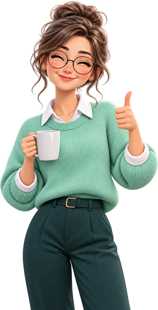 Lena, zufrieden mit Kaffee